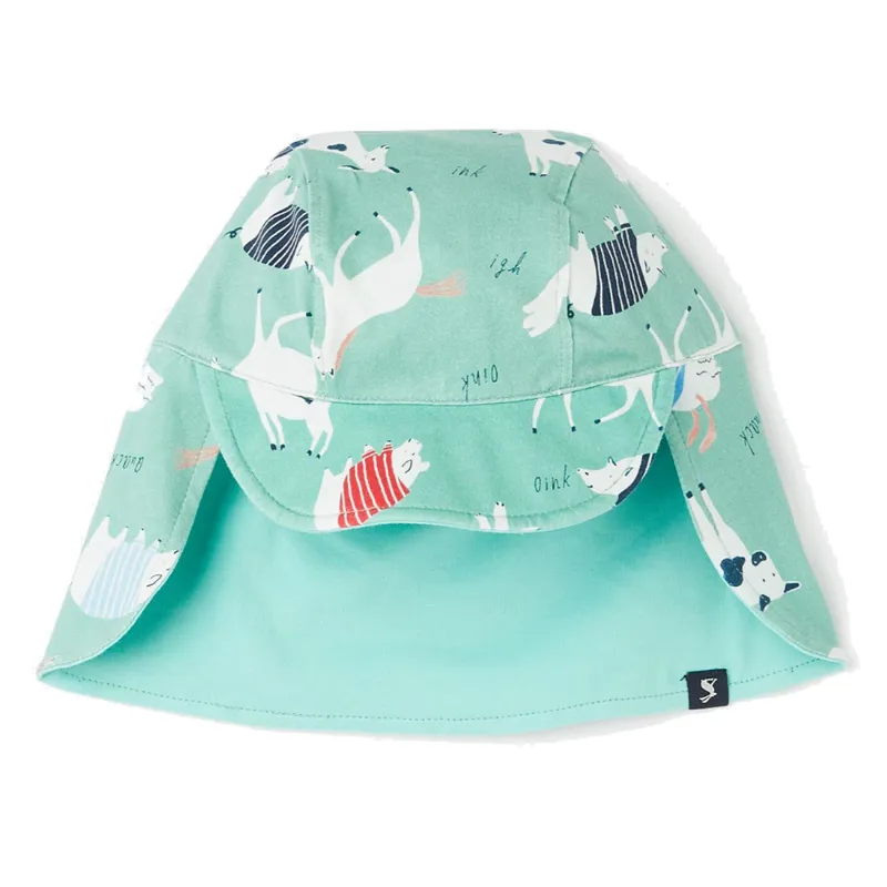 Joules Sonny Legionaire Style Jersey Hat - Farmyard Fun Blue 